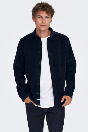 ONLY & SONS Michael Regular Fit Stretch Cord Shirt LS Navy Blazer