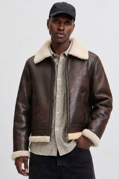 Jack & Jones Norrebro Aviator Jacket Chocolate Brown