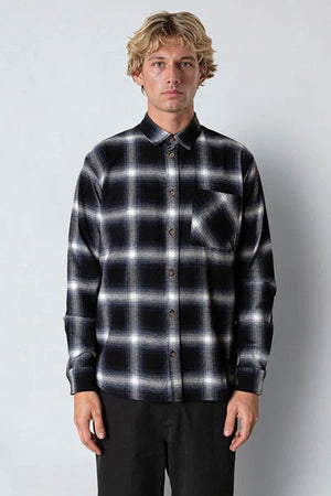 Fat Moose Forest flannel shirt Dark navy/Black check 002