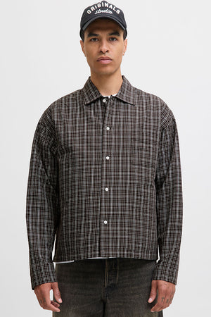 Jack & Jones Austin Loose Fit Check Shirt Chocolate Torte