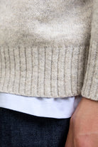 Jack & Jones Soho Ollie Knit Split Neck Light Grey Melange