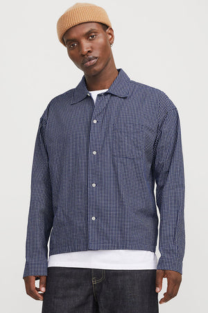 Jack & Jones Austin Loose Fit Check Shirt Ocean Cavern
