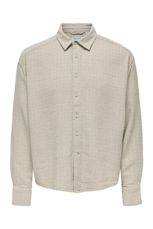 ONLY & SONS Latham LS Linen Structure Shirt Silver Lining