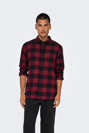 Only & Sons Gudmund LS Checked Shirt Cabernet