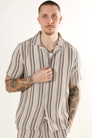 Only & Sons Trev Life Reg Stripe Ss Shirt Gardenia
