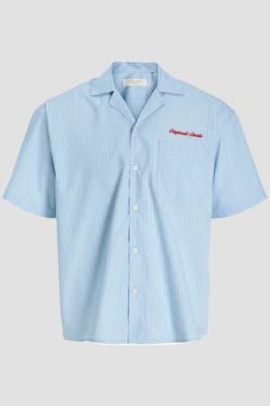 Only & Sons Menton Poplin Stripe Resort Shirt SS Cashmere Blue