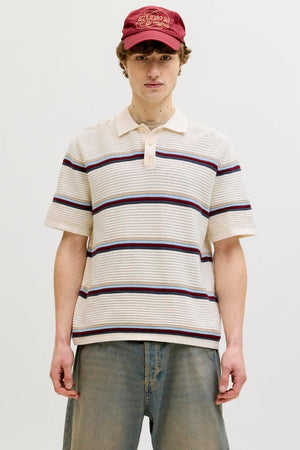 Jack & Jones Jormaine Knit Stripe Polo Sea Salt