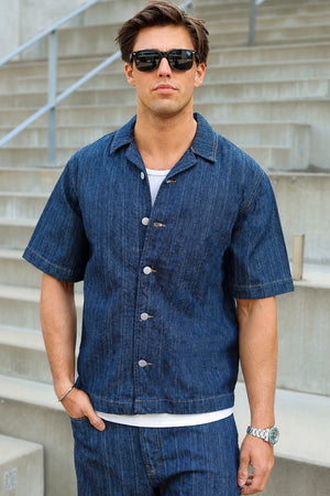 Only & Sons Wayne SS DB 7354 Azg Denim Shirt Dark Blue Denim