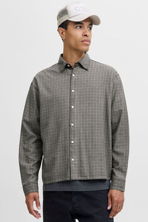 Jack & Jones Fade Overdyed Loose Fit LS Shirt Asphalt