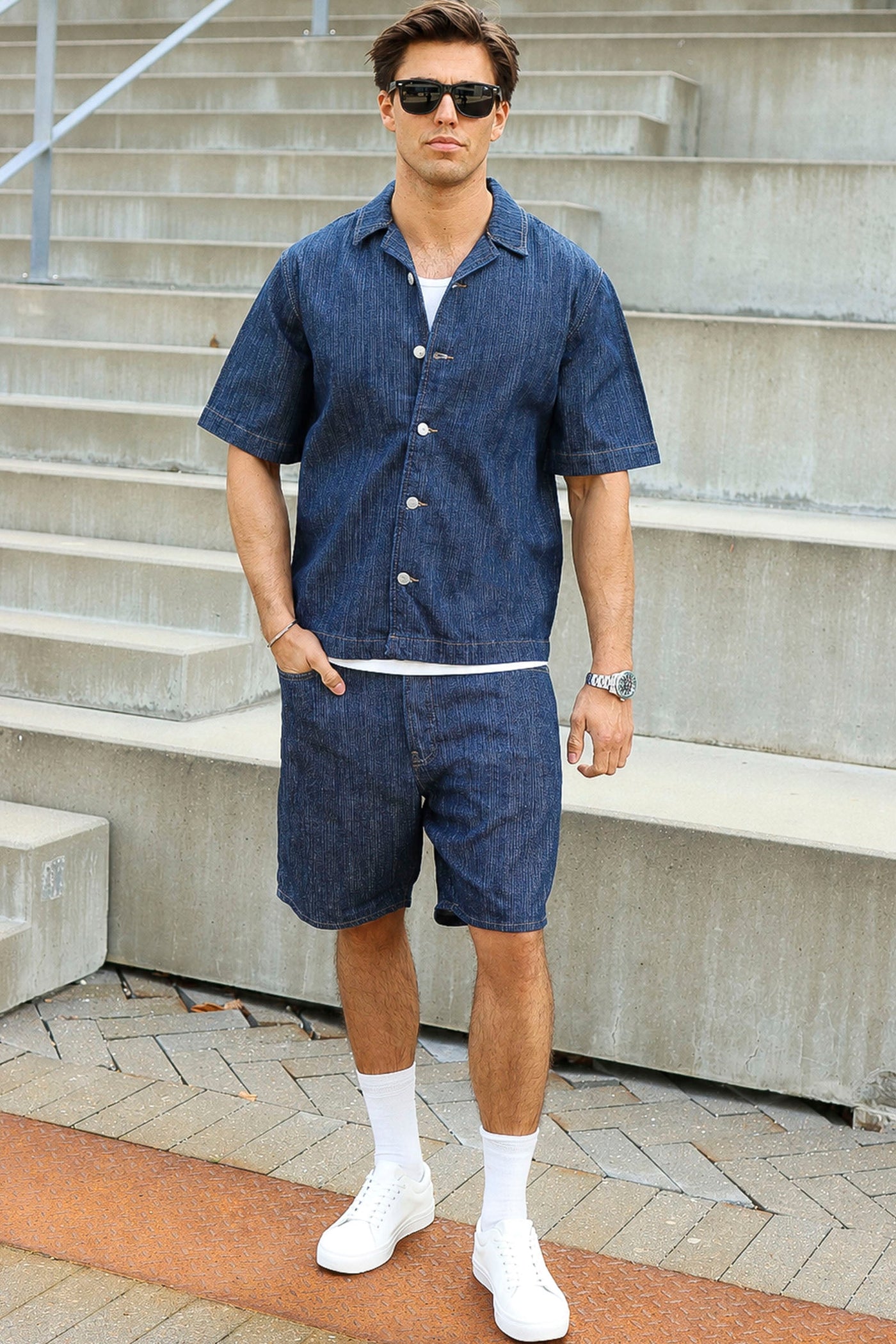 Only & Sons Wayne SS DB 7354 Azg Denim Shirt Dark Blue Denim