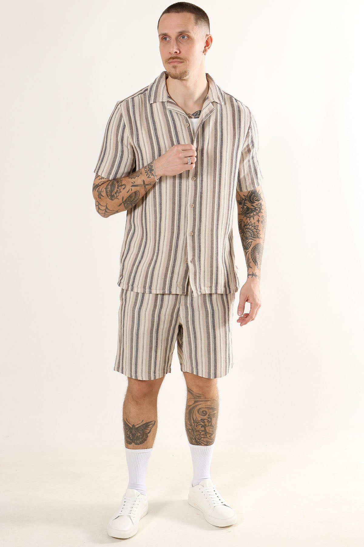 Only & Sons Trev Life Regular Structure Stripe Shorts Gardenia