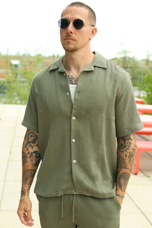 ONLY & SONS Bertil Waffle SS Resort Shirt Deep Lichen Green