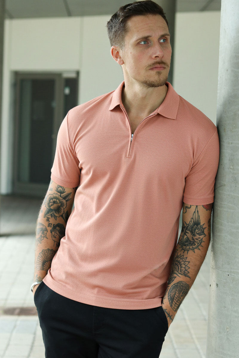 Selected Fave Zip Ss Polo Rose Dawn