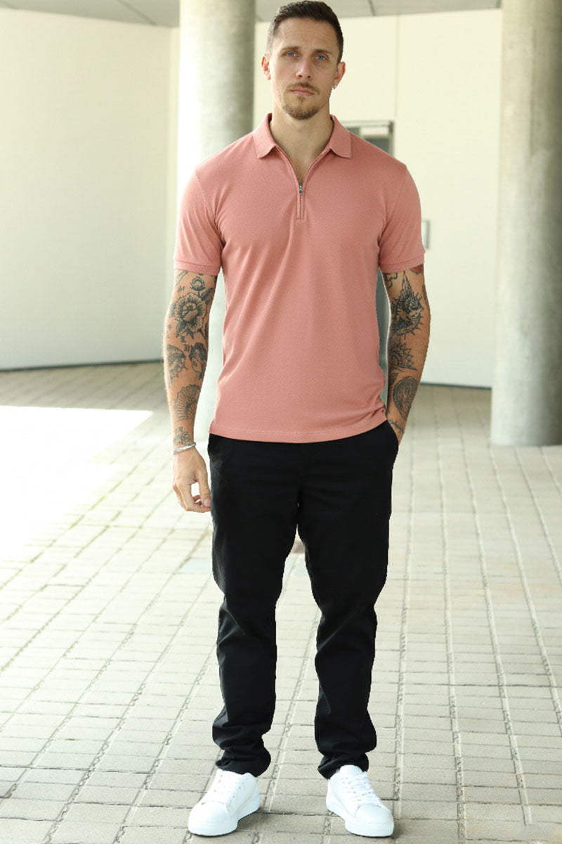 Selected Fave Zip Ss Polo Rose Dawn