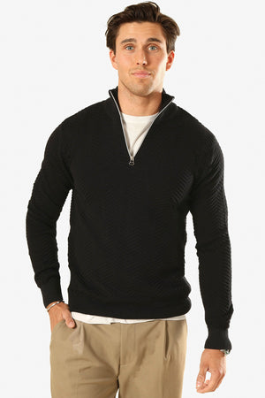 Kronstadt Carlo Half Zip Knit Black