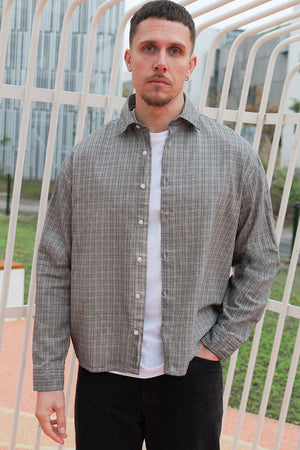 Jack & Jones Fade Overdyed Loose Fit LS Shirt Vapor Blue