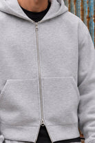 Jack & Jones Legacy Sweat Scuba Zip Hoodie Light Grey Melange