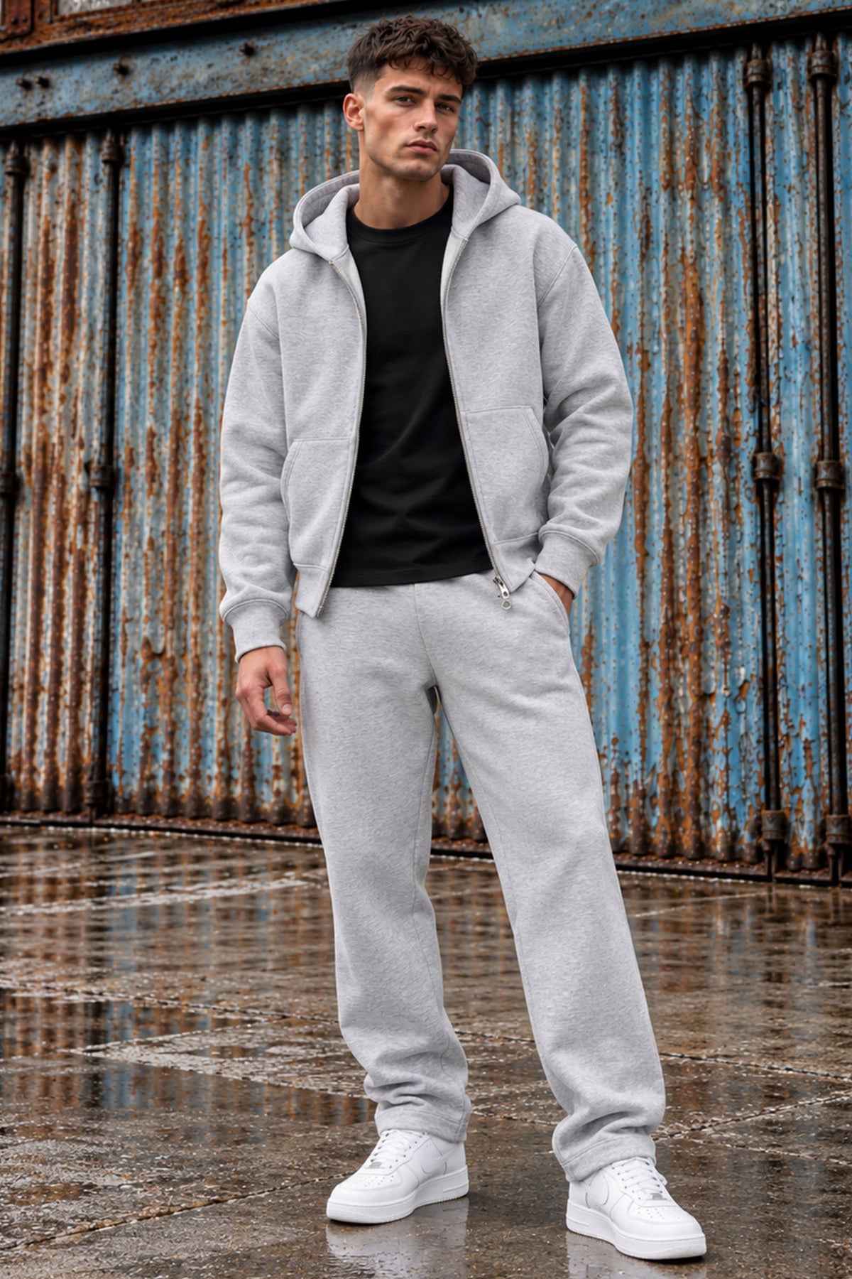 Jack & Jones Sweat Scuba Zip Hoodie Light Grey Melange