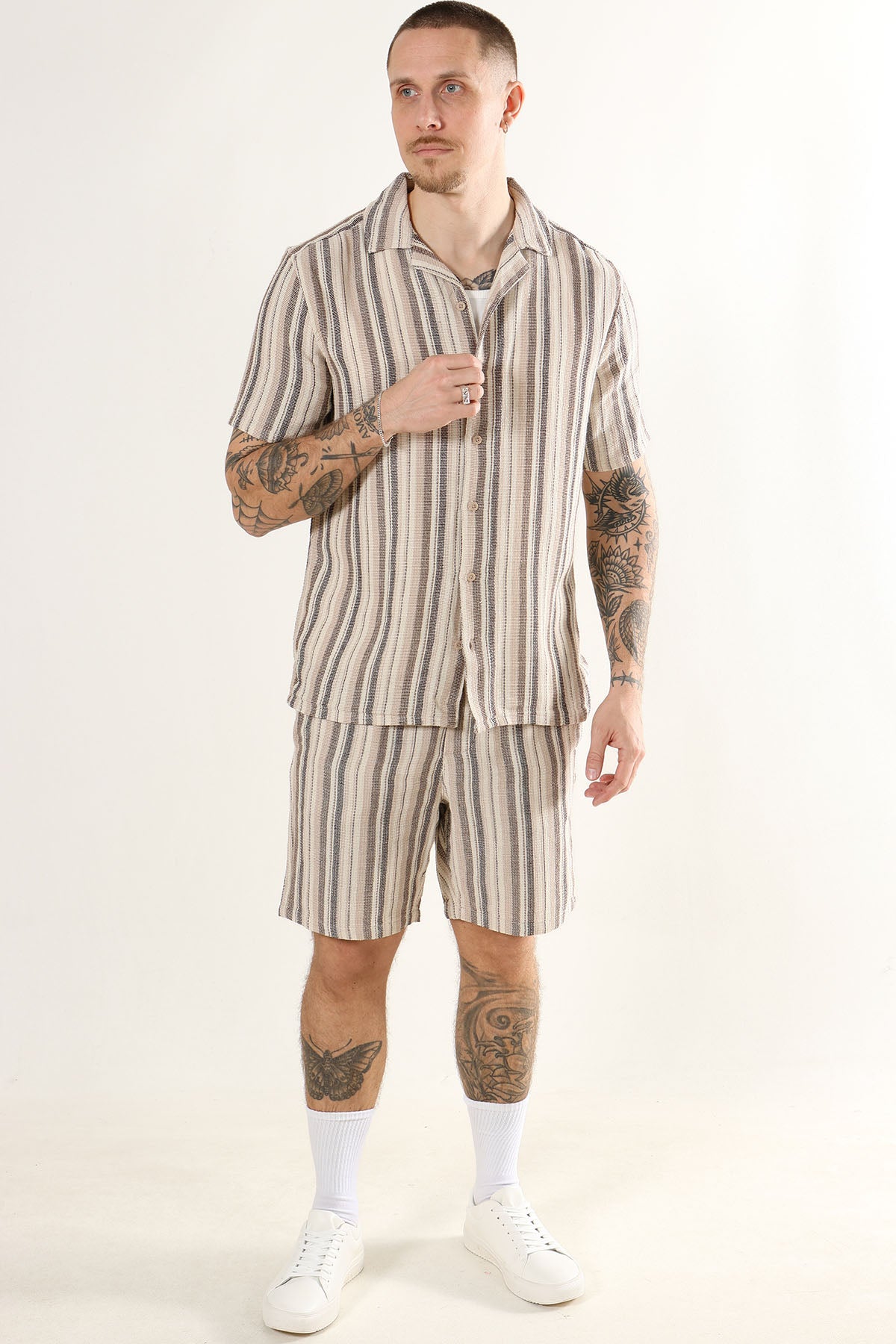 Only & Sons Trev Life Reg Stripe Ss Shirt Gardenia