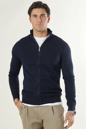 Selected BERG FULL ZIP CARDIGAN Navy Blazer Melange