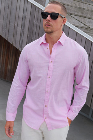 Jack & Jones Summer Shirt Linen Blend LS Prism Pink