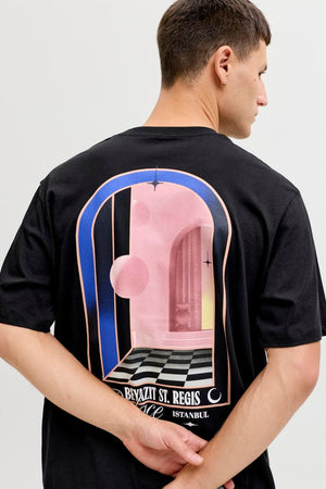 Jack & Jones Jorparadise Island Tee Ss Crew Neck Czarny