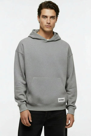 Only & Sons Goyle Boxy Scuba Hoodie Medium Grey Melange
