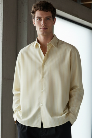 Selected Timben Stripe LS Poplin Shirt Angora