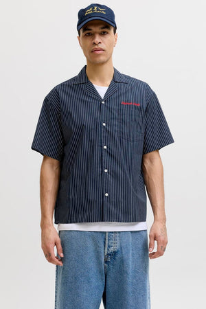 Jack & Jones Menton Poplin Stripe Resort Shirt SS Sky Captain