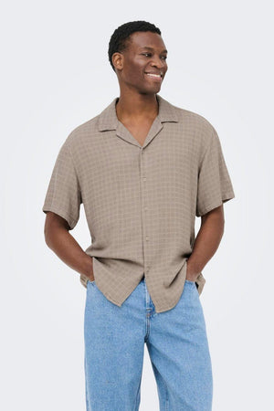 Only & Sons Latham Regular Resort Structure Fit 0257 Shirt Desert Taupe