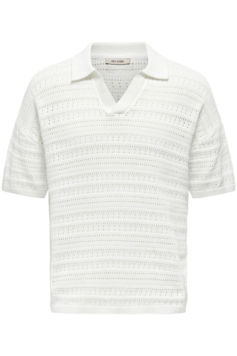 ONLY & SONS Grayson SS Chocket Knit Polo Cloud Dancer