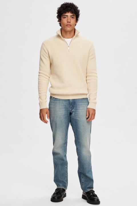 Selected Dane LS Structure Knit Half Zip Oatmeal