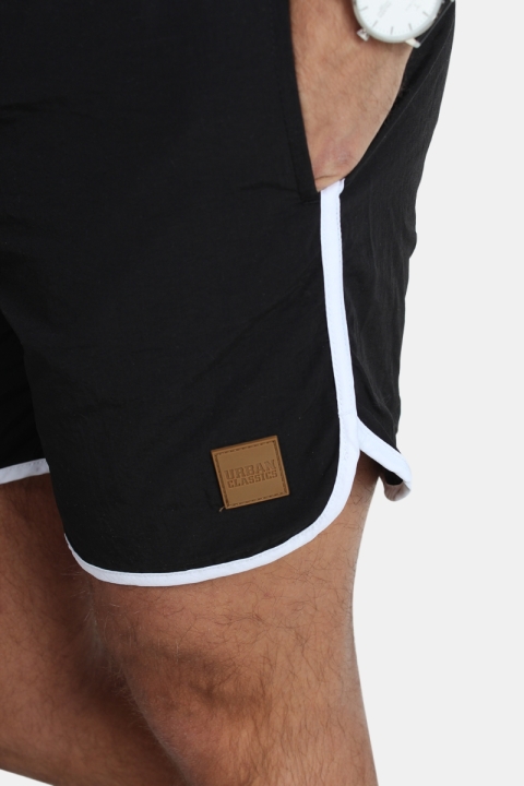 Urban Classics Retro swim shorts Black/White