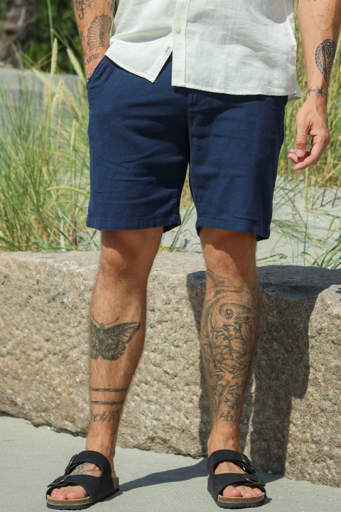 Selected Regular Brody Linen Shorts Dark Sapphire