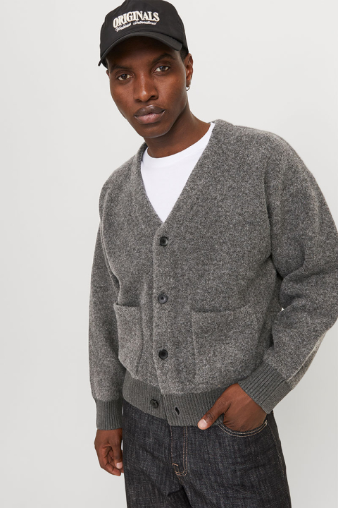 Jack & Jones Winter Cropped Knit Cardigan Dark Grey