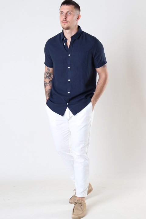 Solid Allan SS Linen Shirt Insignia Blue