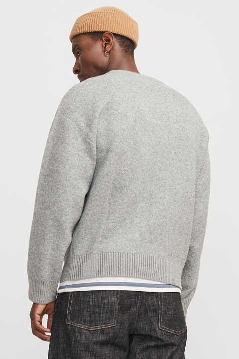 Jack & Jones Winter Cropped Knit Cardigan Light Grey Melange