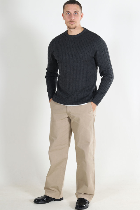 Kronstadt Cable Cotton Knit Charcoal Mix