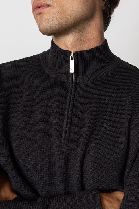 Clean Cut Copenhagen Oscar half-zip knit Black