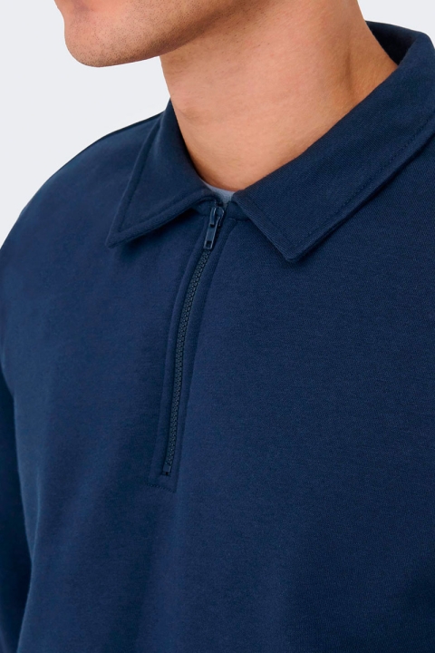 ONLY & SONS Ceres Half Zip Polo Sweat Dress Blues