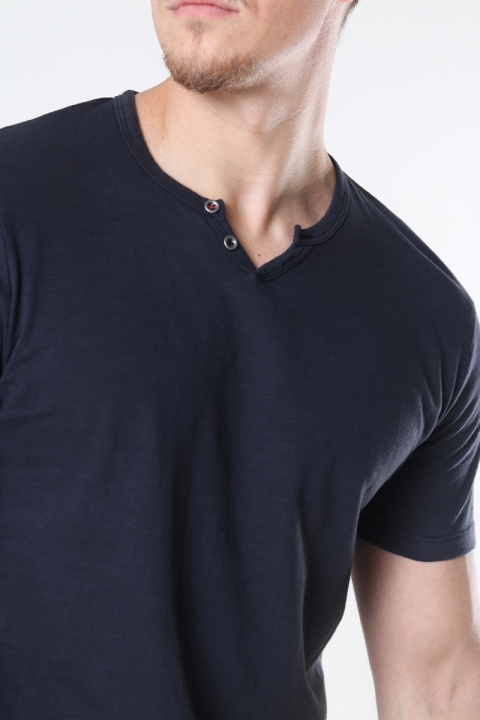 Jack & Jones JJESPLIT NECK TEE SS NOOS Black Slim