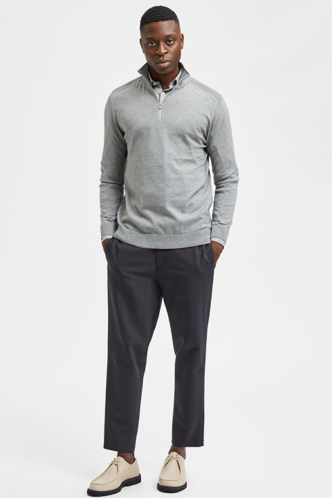 Selected Berg Half Zip Knit Medium Grey Melange