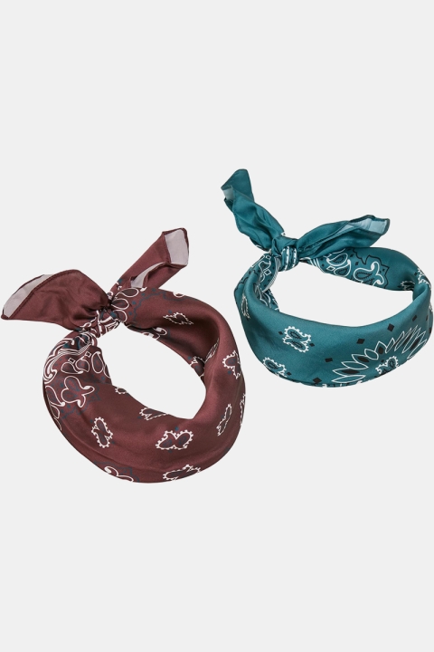 Urban Classics Satin Bandana 2-Pack Cherry/teal