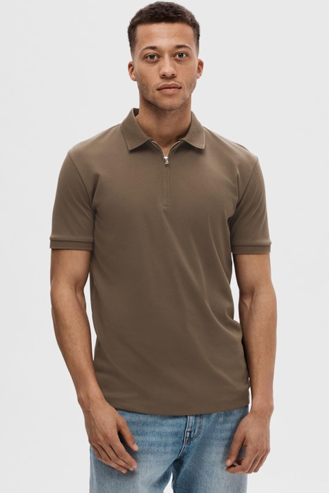 Selected Fave Zip Polo SS Morel