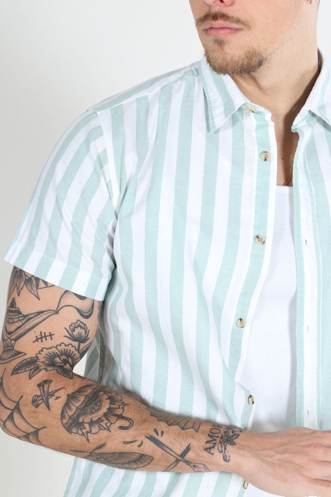 Jack & Jones Joshua Oxford Strip Shirt SS Granite Green