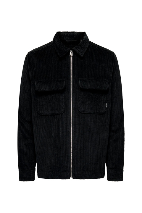 ONLY & SONS Luis Overshirt LS Zip Cord Black