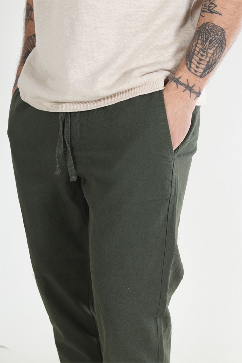 ONLY & SONS Linus Linen Crop Pants Olive Night