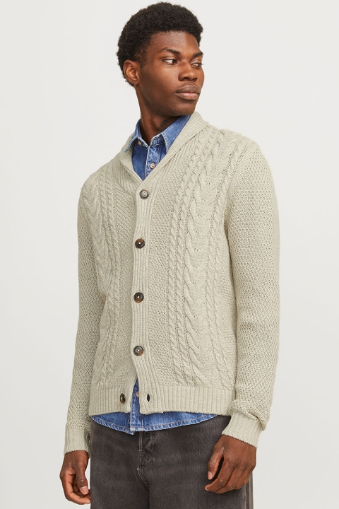 Jack & Jones Craig Knit Shawl Neck White Melange