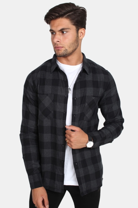 URBAN CLASSICS Checked Flanell Shirt Black/Charcoal