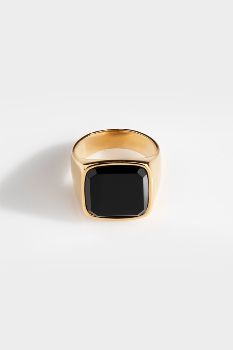 Northern Legacy Oversize Black Onyx Pierścień Gold